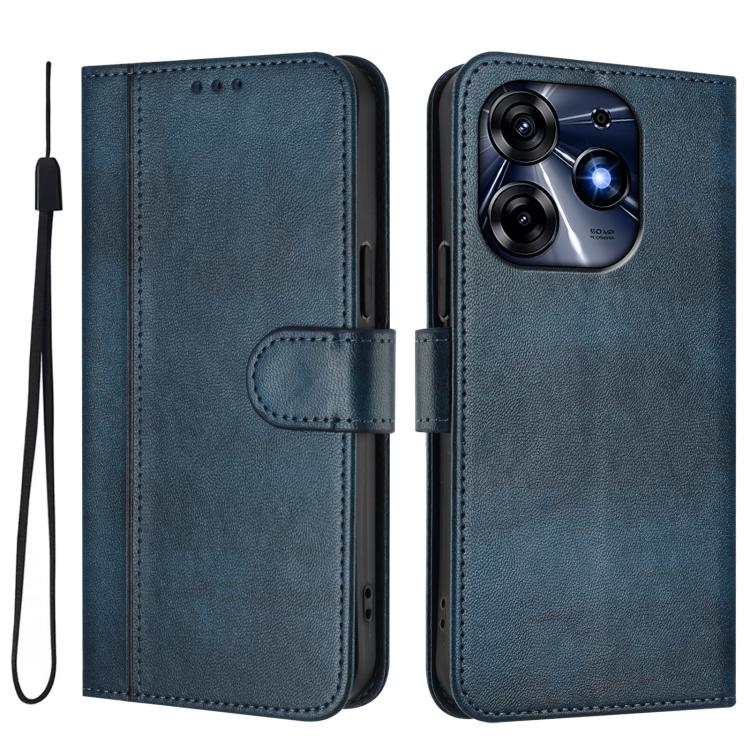 For Tecno Spark 10 Pro 4G Line Splicing Buckle Retro Leather Phone Case
