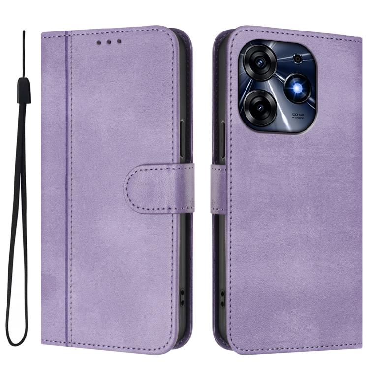 For Tecno Spark 10 Pro 4G Line Splicing Buckle Retro Leather Phone Case