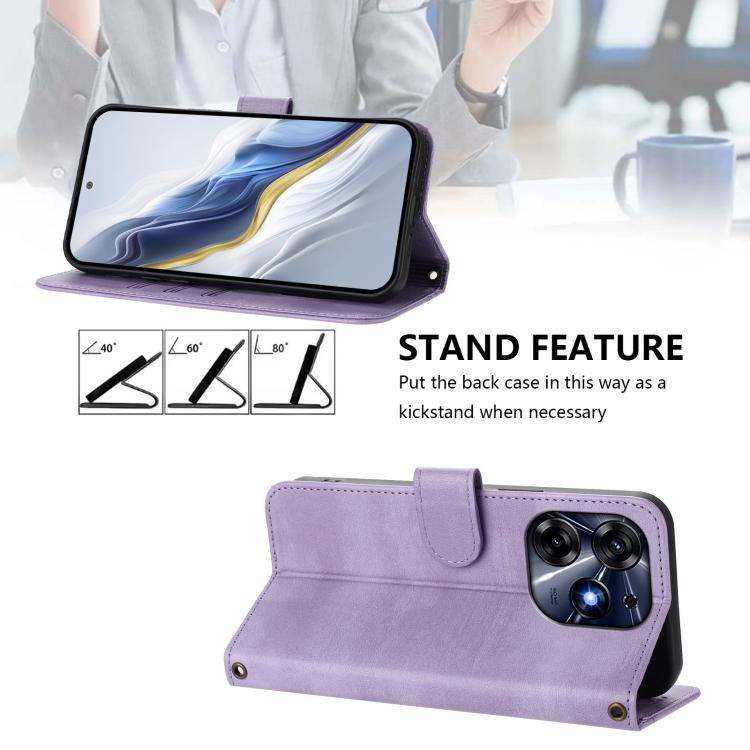 For Tecno Spark 10 Pro 4G Line Splicing Buckle Retro Leather Phone Case