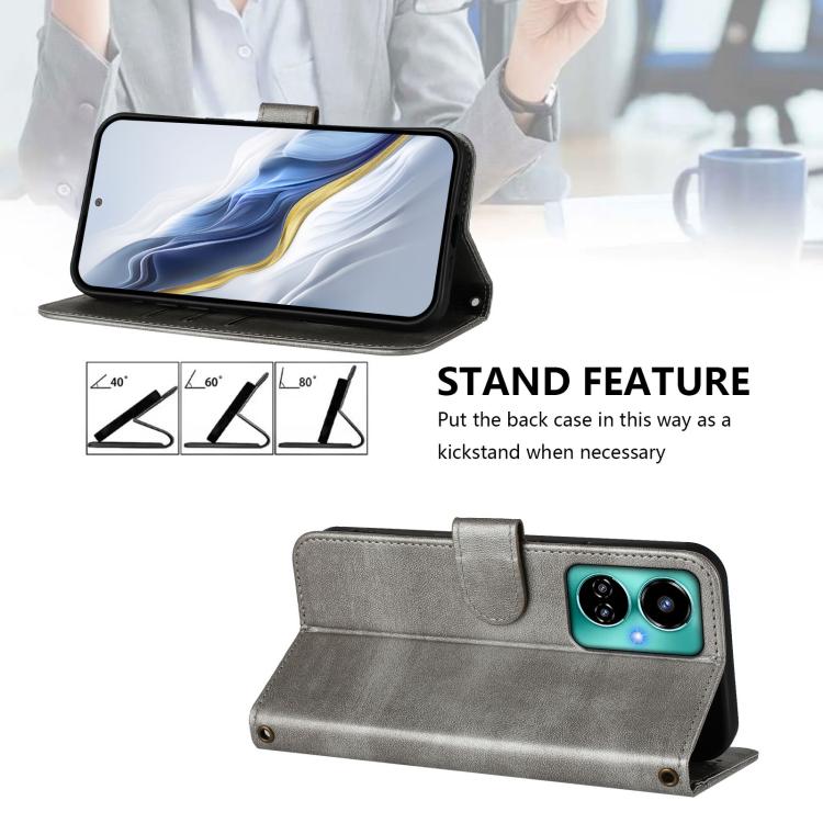 For Tecno Camon 19 / 19 Pro 5G Line Splicing Buckle Retro Leather Phone Case