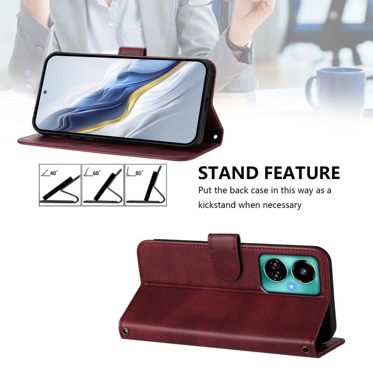 For Tecno Camon 19 / 19 Pro 5G Line Splicing Buckle Retro Leather Phone Case