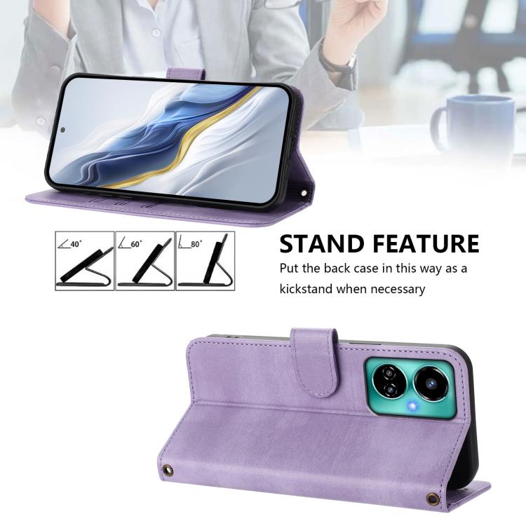 For Tecno Camon 19 / 19 Pro 5G Line Splicing Buckle Retro Leather Phone Case