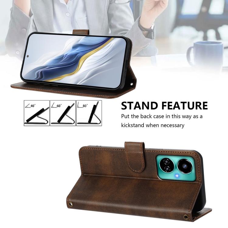 For Tecno Camon 19 / 19 Pro 5G Line Splicing Buckle Retro Leather Phone Case
