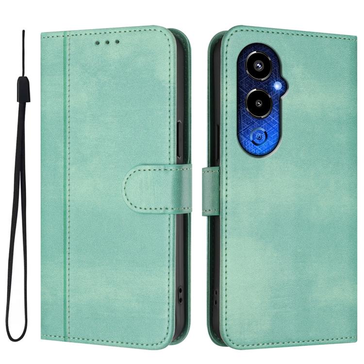 For Tecno Pova 4 Pro Line Splicing Buckle Retro Leather Phone Case