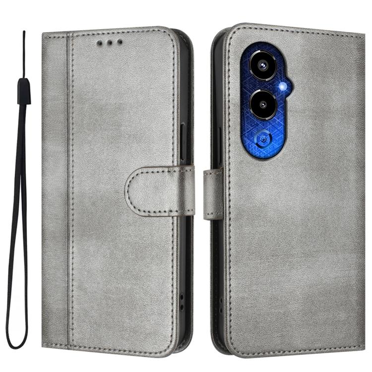 For Tecno Pova 4 Pro Line Splicing Buckle Retro Leather Phone Case