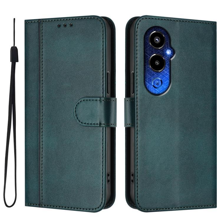 For Tecno Pova 4 Pro Line Splicing Buckle Retro Leather Phone Case