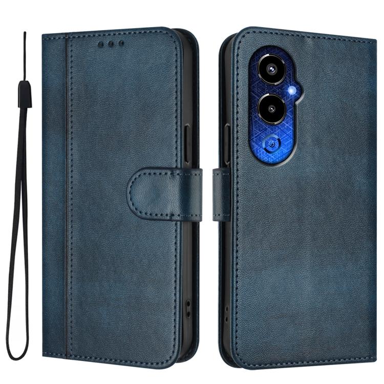 For Tecno Pova 4 Pro Line Splicing Buckle Retro Leather Phone Case