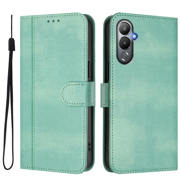 For Tecno Pova 4 Line Splicing Buckle Retro Leather Phone Case