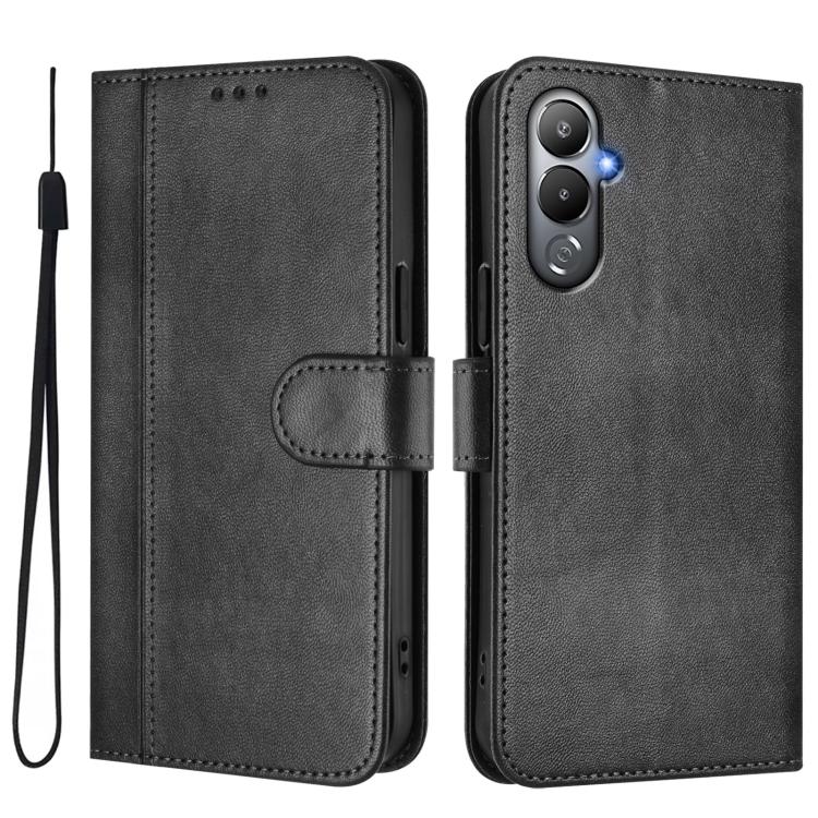 For Tecno Pova 4 Line Splicing Buckle Retro Leather Phone Case