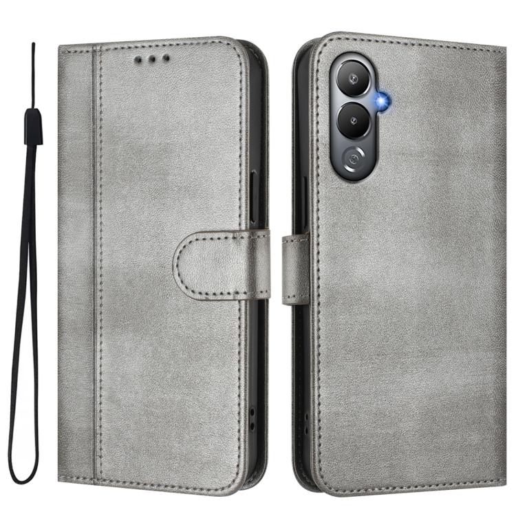 For Tecno Pova 4 Line Splicing Buckle Retro Leather Phone Case