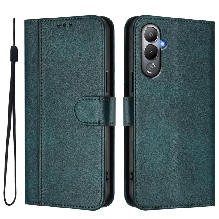 For Tecno Pova 4 Line Splicing Buckle Retro Leather Phone Case