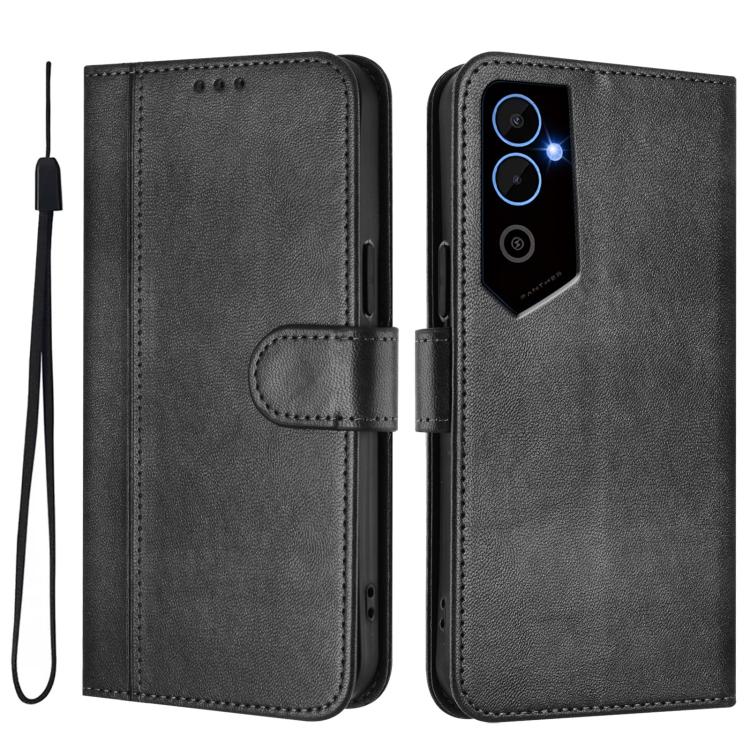 For Tecno Pova Neo 2 Line Splicing Buckle Retro Leather Phone Case