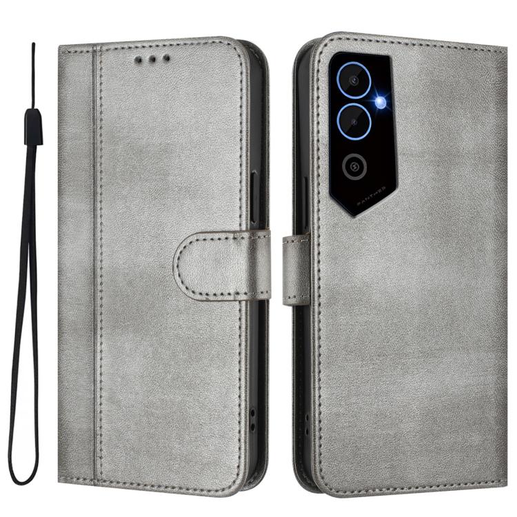 For Tecno Pova Neo 2 Line Splicing Buckle Retro Leather Phone Case