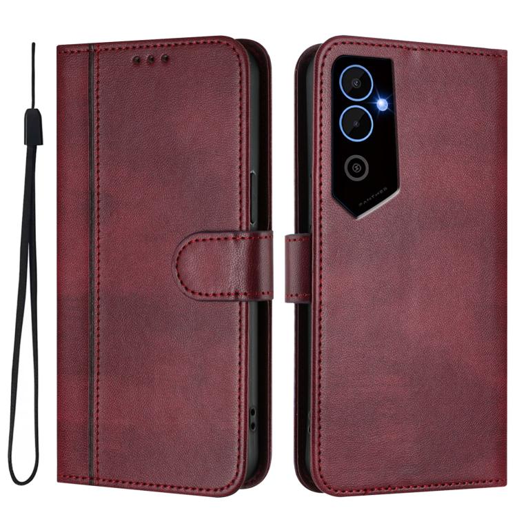For Tecno Pova Neo 2 Line Splicing Buckle Retro Leather Phone Case