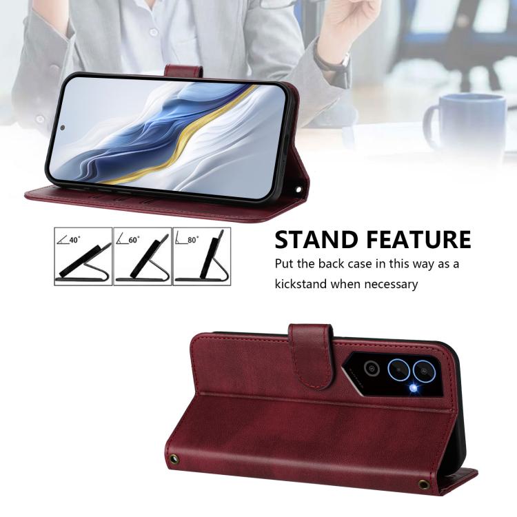 For Tecno Pova Neo 2 Line Splicing Buckle Retro Leather Phone Case