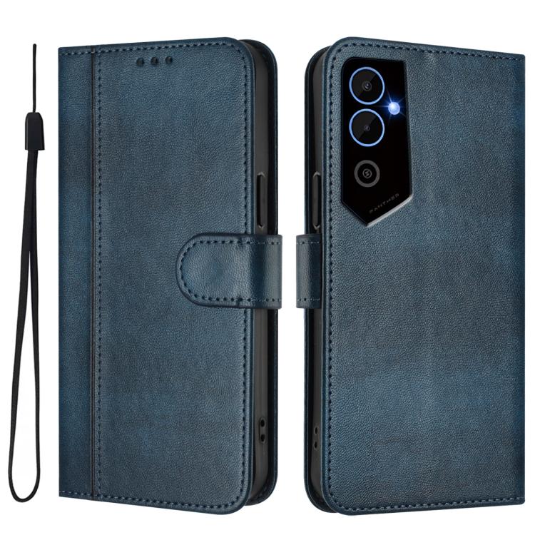 For Tecno Pova Neo 2 Line Splicing Buckle Retro Leather Phone Case