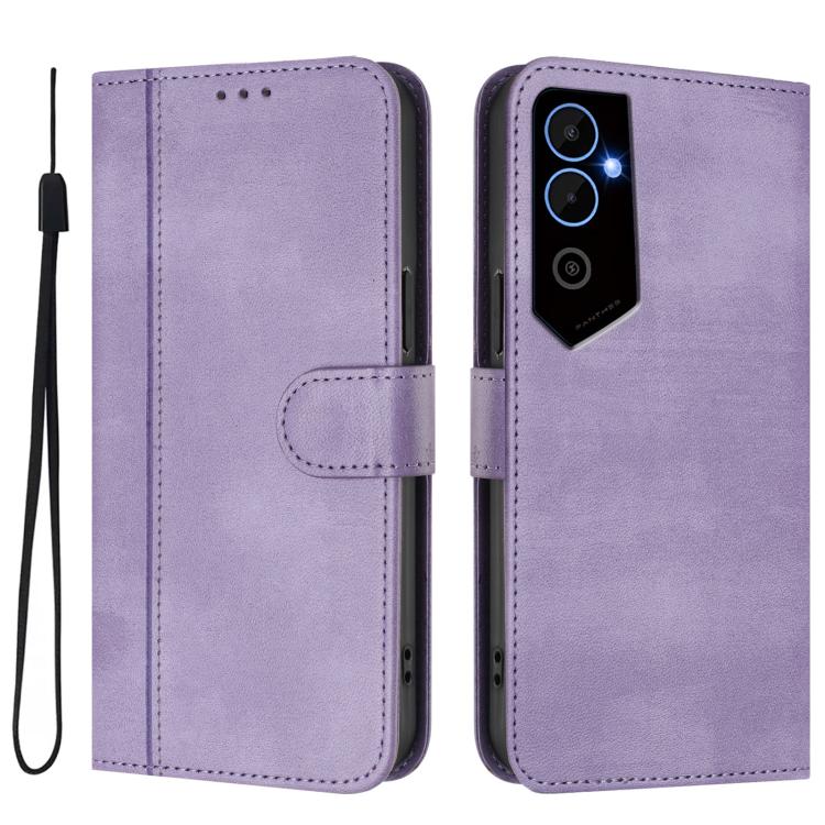 For Tecno Pova Neo 2 Line Splicing Buckle Retro Leather Phone Case
