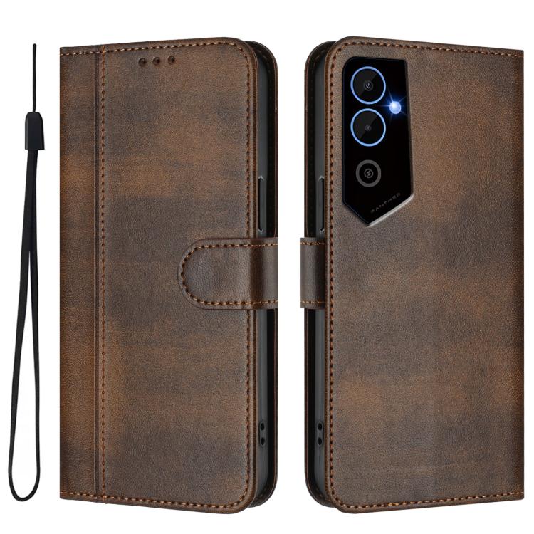 For Tecno Pova Neo 2 Line Splicing Buckle Retro Leather Phone Case