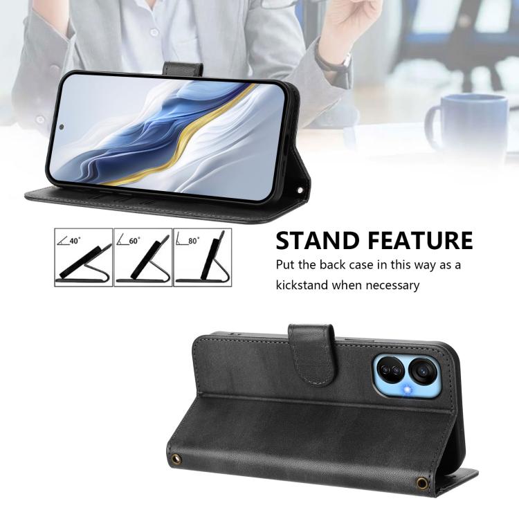 For Tecno Spark 9 Pro / 9T Line Splicing Buckle Retro Leather Phone Case