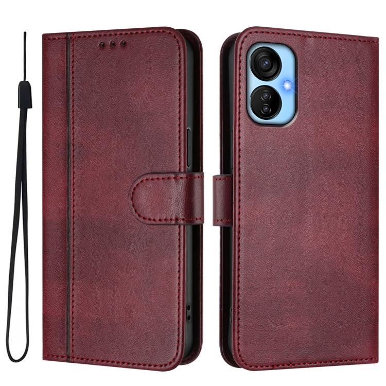 For Tecno Spark 9 Pro / 9T Line Splicing Buckle Retro Leather Phone Case