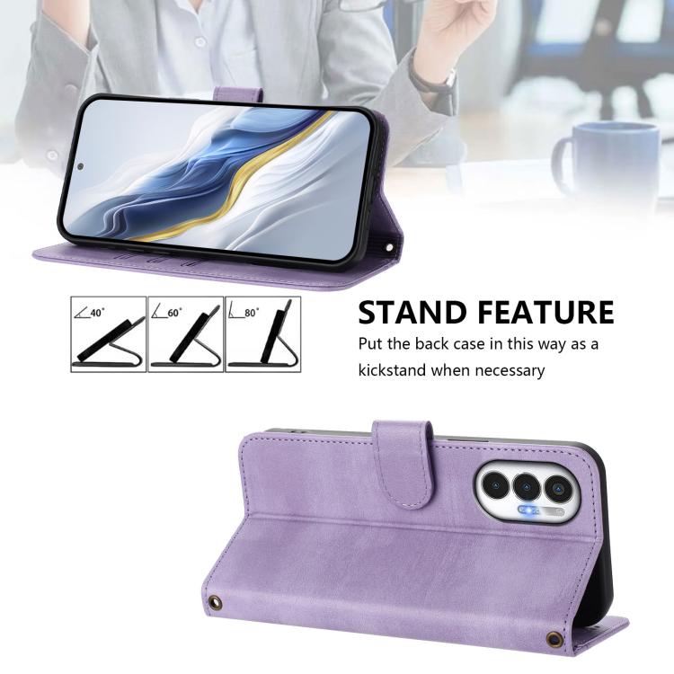 For Tecno Pova 3 Line Splicing Buckle Retro Leather Phone Case