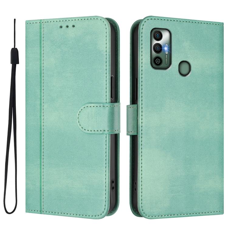 For Tecno Spark 7 / 7T Line Splicing Buckle Retro Leather Phone Case