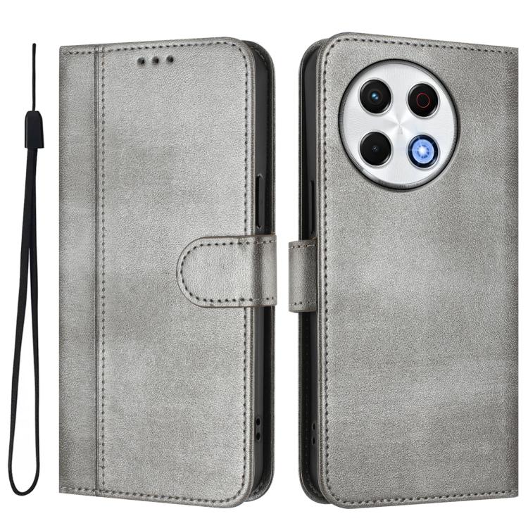 For Tecno Spark 30 Pro 4G Line Splicing Buckle Retro Leather Phone Case