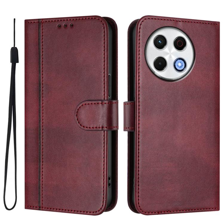 For Tecno Spark 30 Pro 4G Line Splicing Buckle Retro Leather Phone Case