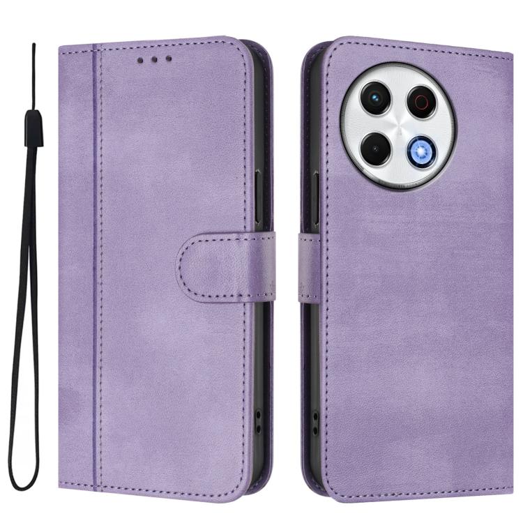 For Tecno Spark 30 Pro 4G Line Splicing Buckle Retro Leather Phone Case