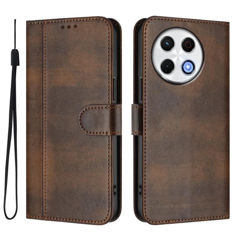 For Tecno Spark 30 Pro 4G Line Splicing Buckle Retro Leather Phone Case