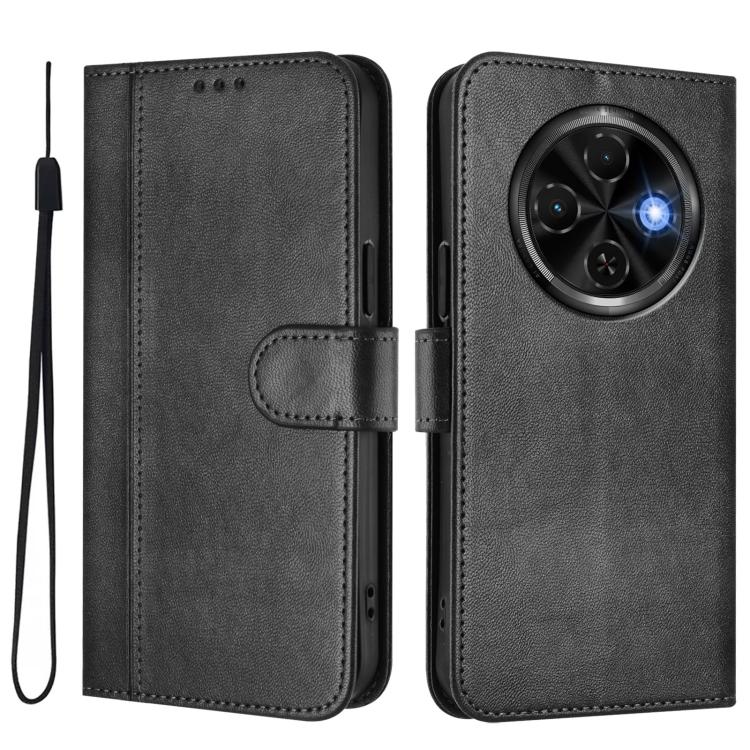 For Tecno Spark 30C 4G Line Splicing Buckle Retro Leather Phone Case