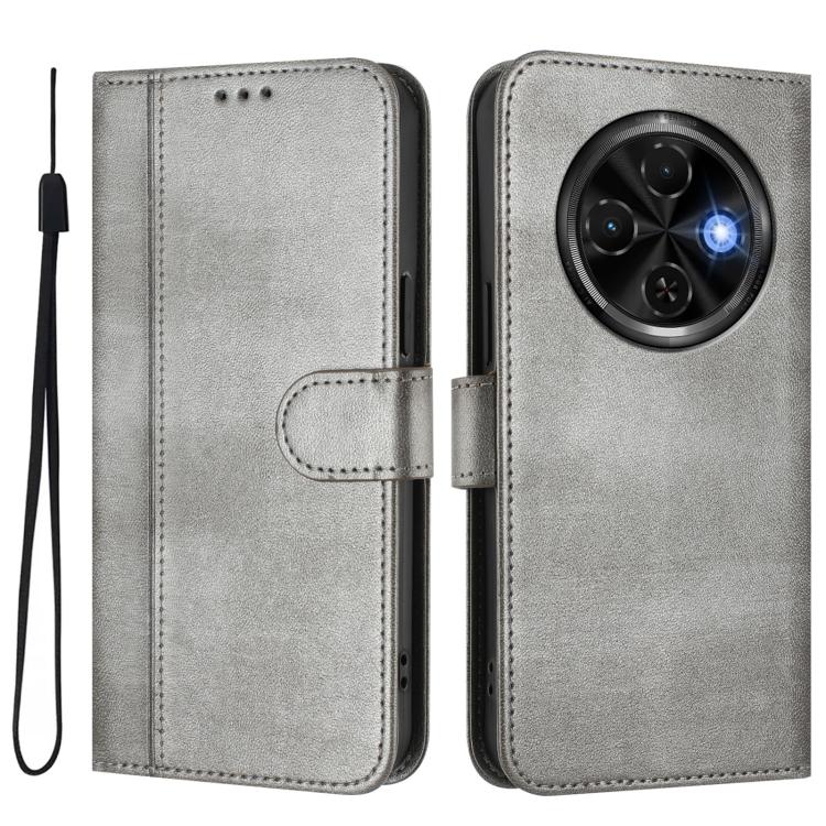 For Tecno Spark 30C 4G Line Splicing Buckle Retro Leather Phone Case