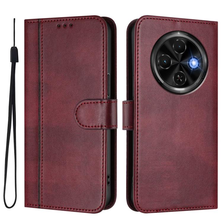 For Tecno Spark 30C 4G Line Splicing Buckle Retro Leather Phone Case