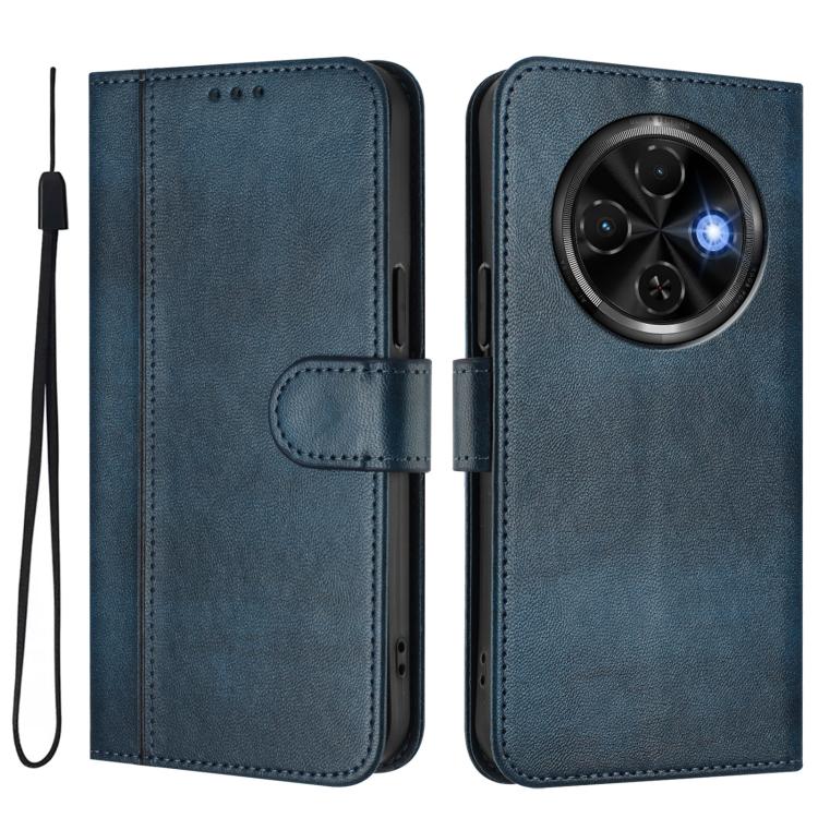 For Tecno Spark 30C 4G Line Splicing Buckle Retro Leather Phone Case
