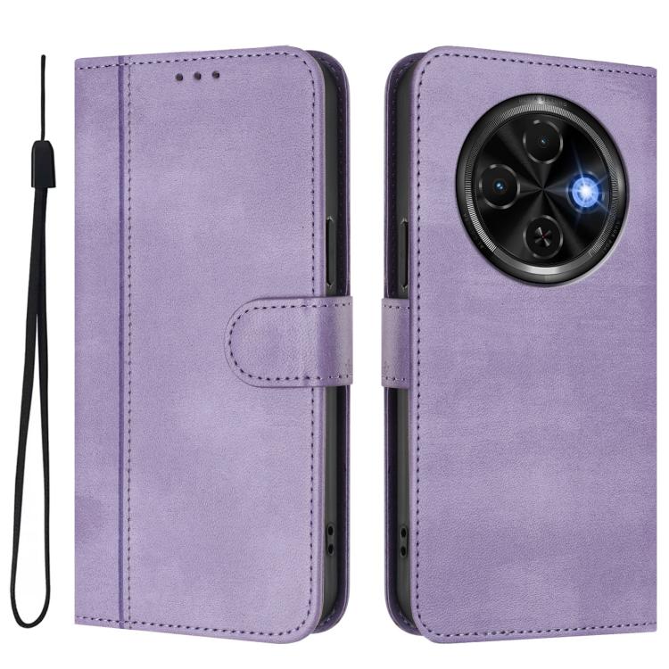 For Tecno Spark 30C 4G Line Splicing Buckle Retro Leather Phone Case