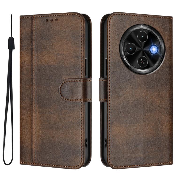 For Tecno Spark 30C 4G Line Splicing Buckle Retro Leather Phone Case