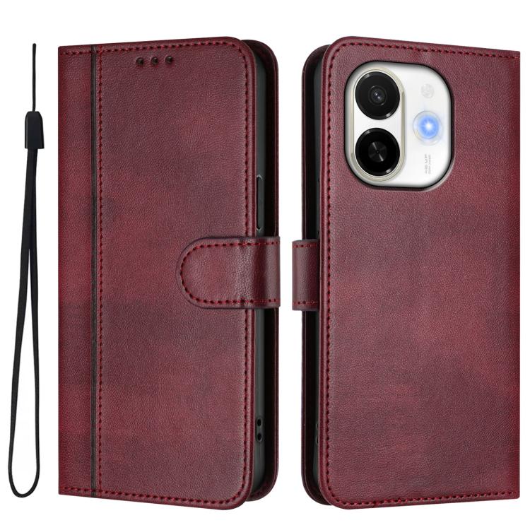For Tecno Spark 30C 5G / Pop 9 5G Line Splicing Buckle Retro Leather Phone Case