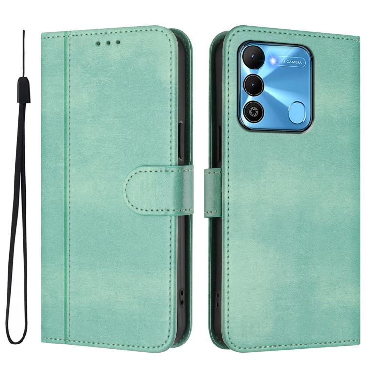 For Tecno Spark Go 2022 / 8C / 9 Line Splicing Buckle Retro Leather Phone Case