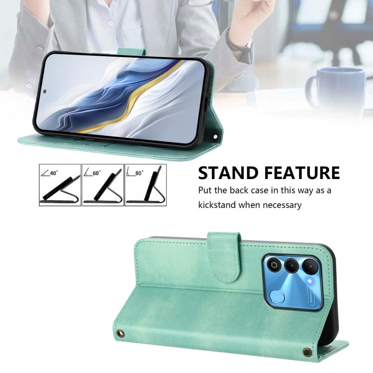 For Tecno Spark Go 2022 / 8C / 9 Line Splicing Buckle Retro Leather Phone Case
