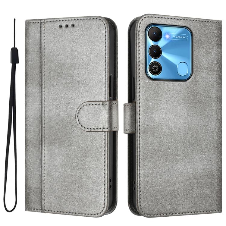 For Tecno Spark Go 2022 / 8C / 9 Line Splicing Buckle Retro Leather Phone Case
