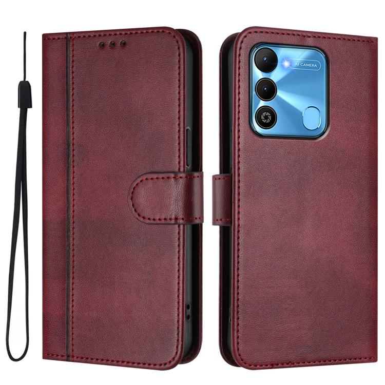 For Tecno Spark Go 2022 / 8C / 9 Line Splicing Buckle Retro Leather Phone Case