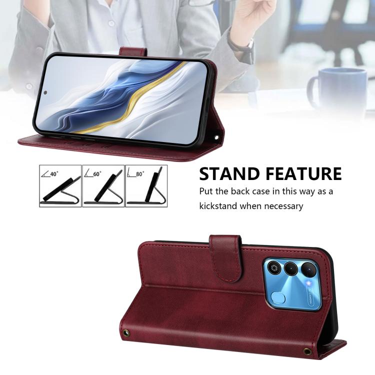 For Tecno Spark Go 2022 / 8C / 9 Line Splicing Buckle Retro Leather Phone Case