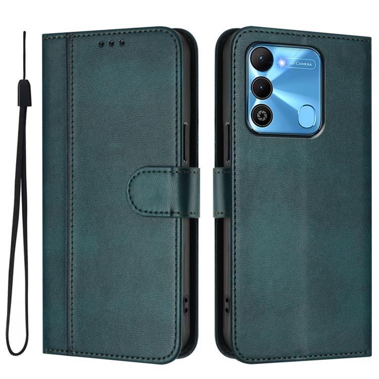 For Tecno Spark Go 2022 / 8C / 9 Line Splicing Buckle Retro Leather Phone Case