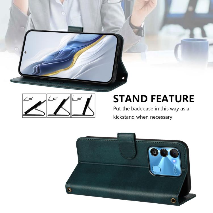 For Tecno Spark Go 2022 / 8C / 9 Line Splicing Buckle Retro Leather Phone Case