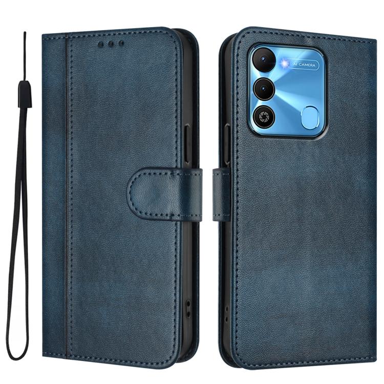 For Tecno Spark Go 2022 / 8C / 9 Line Splicing Buckle Retro Leather Phone Case