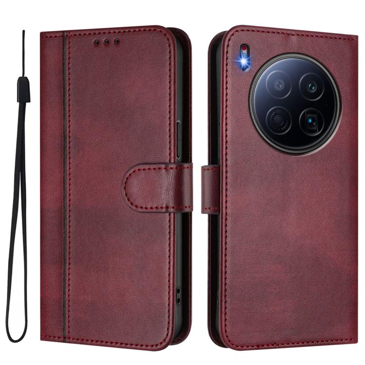 For Tecno Camon 40 Premier Line Splicing Buckle Retro Leather Phone Case