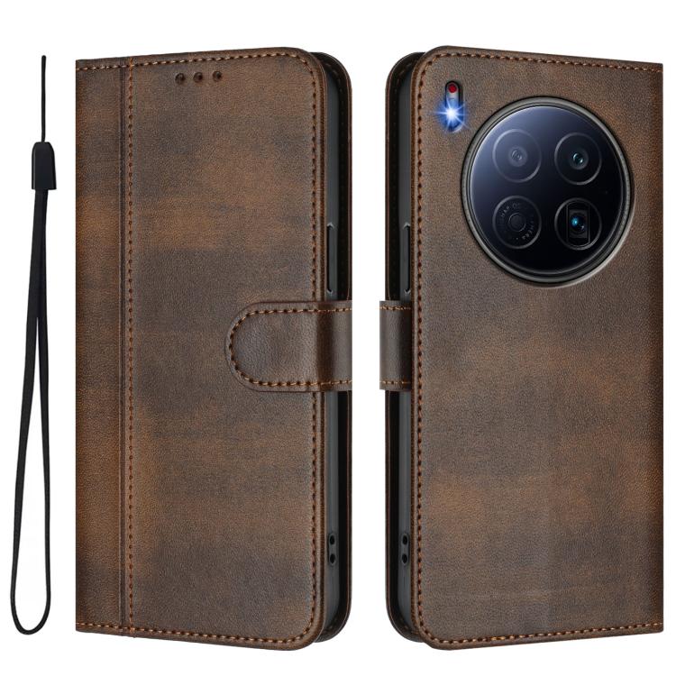 For Tecno Camon 40 Premier Line Splicing Buckle Retro Leather Phone Case