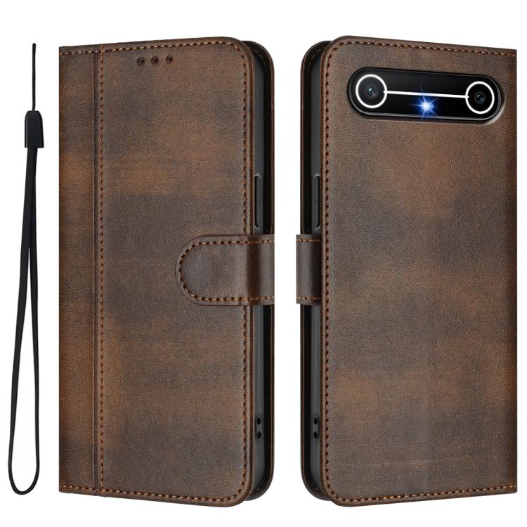For Tecno Spark Slim 5G Line Splicing Buckle Retro Leather Phone Case