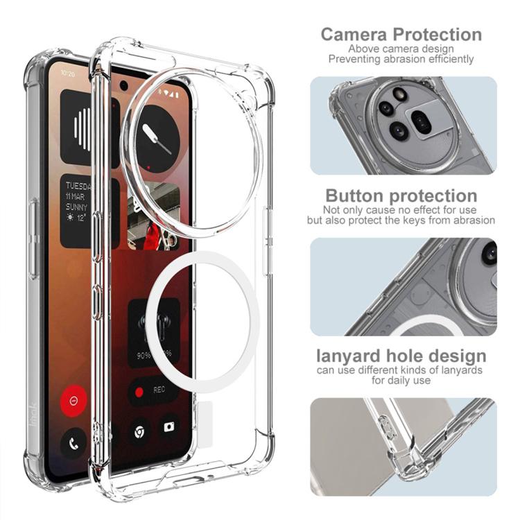 For Nothing Phone 3a Pro IMAK Space Shield PC + TPU Airbag Shockproof MagSafe Phone Case - Transparent