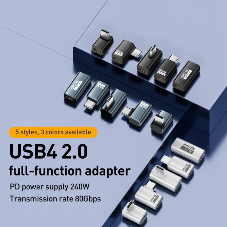 240W 80Gbps USB4 2.0 Type-C Full Function Adapter, Model:Mid Bend